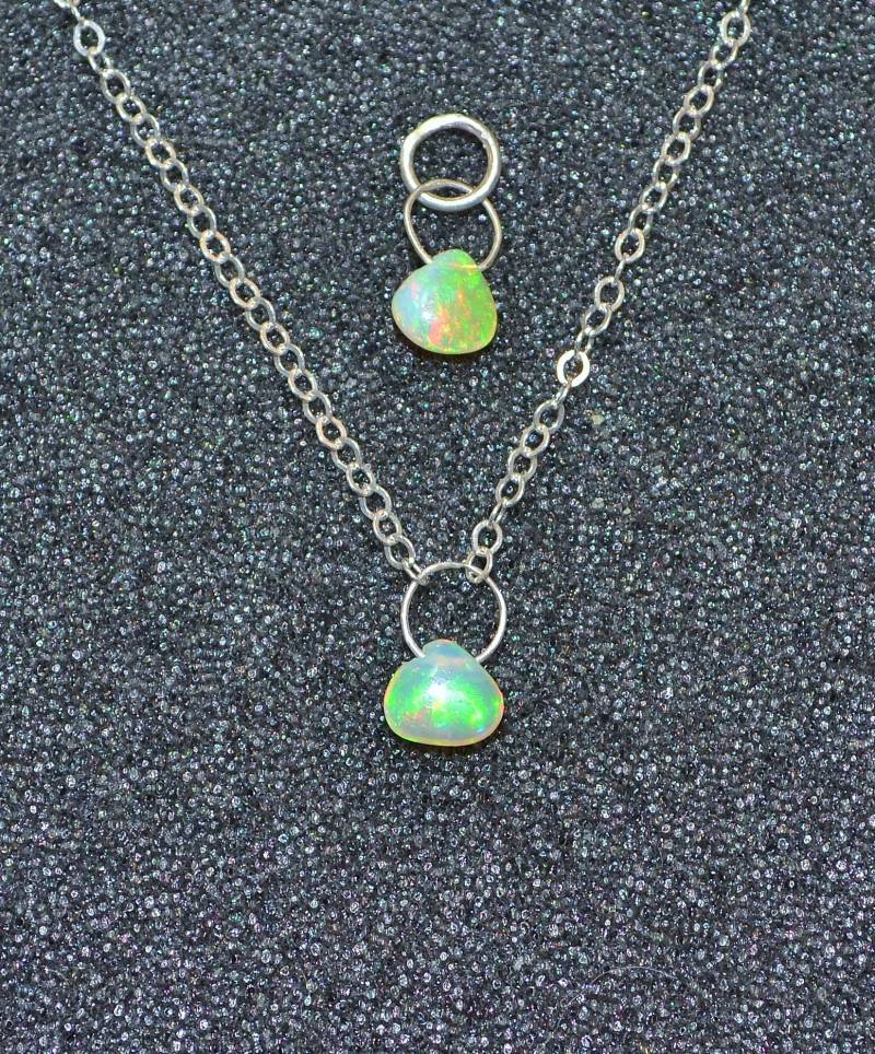 Echte Welo Opal Glatt Briolette Halskette Oder Anhänger, Sie Wählen Zierliche Minimal Schlichte Schichtung Oktober Geburtsstein in Sterling Silber von AngelwearCreations