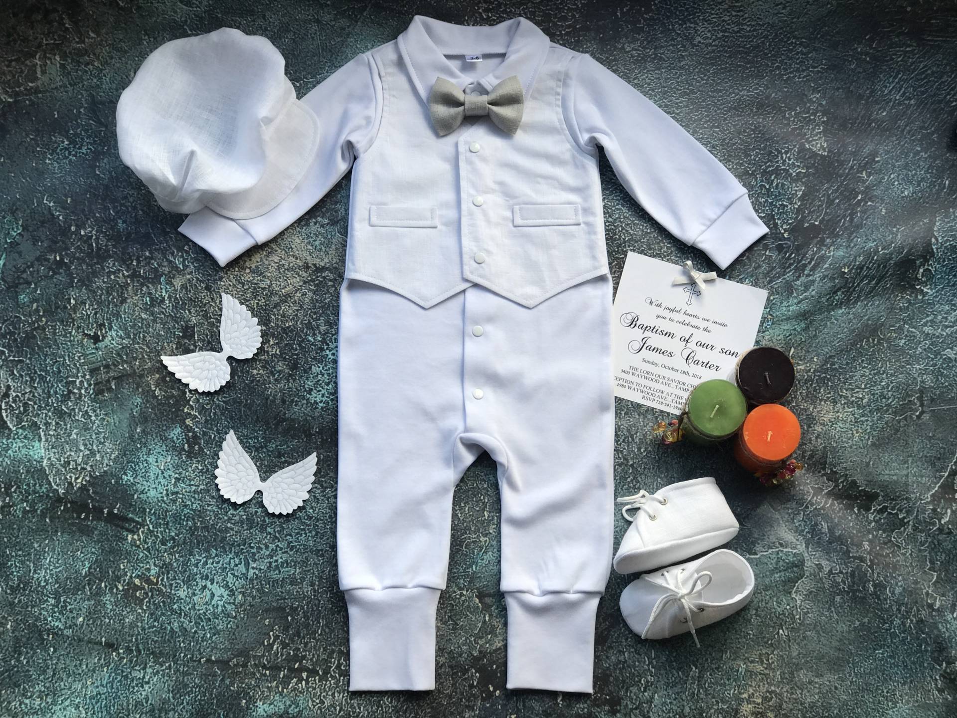 Baby Jungen Segen Outfit, Taufe Outfit Ganz Weiss, Neugeborene Coming Home Sommer, Tauf von AngelwearUA