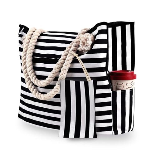 Angenster Strandtasche XXL Damen,Große Strandtasche mit Reißverschluss Wasserdicht Sanddicht Beach Bag Tote Bag für Strand Reisen Einkaufen Pool Fitness (Stype D) von Angenster