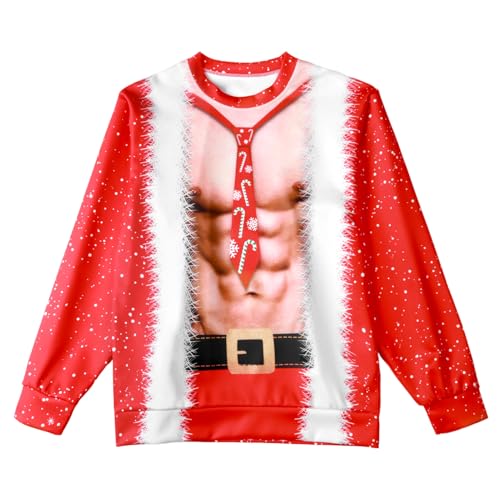 Angenster Weihnachtspullover Herren, Ugly Christmas Sweater Weihnachts Hoodie 3D-Druck Hässliche Weihnachtspullover, Einzigartig Weihnachtspullover Herren Lustig für Mottoparty Weihnacht (Stil A, L) von Angenster