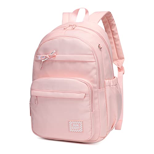 Angerat Kinder Rucksack, 18 Zoll Schulrucksack Jungen Mädchen Teenager Schultasche für Schule, Wasserdicht School Bag Laptop Tasche Damen Herren Backpack (Rosa) von Angerat