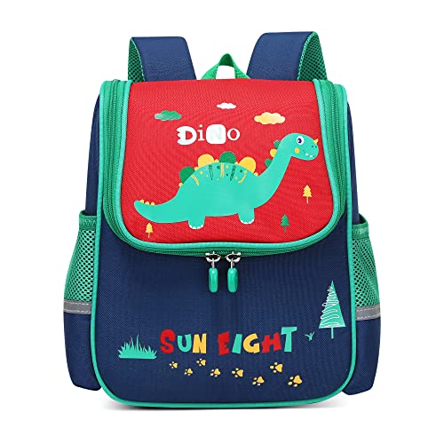 Angerat Mini Dinosaurier Rucksack Kinder, Süße Cartoon Lässig Kinderrucksack Mädchen Jungen Kindergartenrucksack mit Brustschnalle, Kindertasche für Kindergarten 1-6 Jahre von Angerat