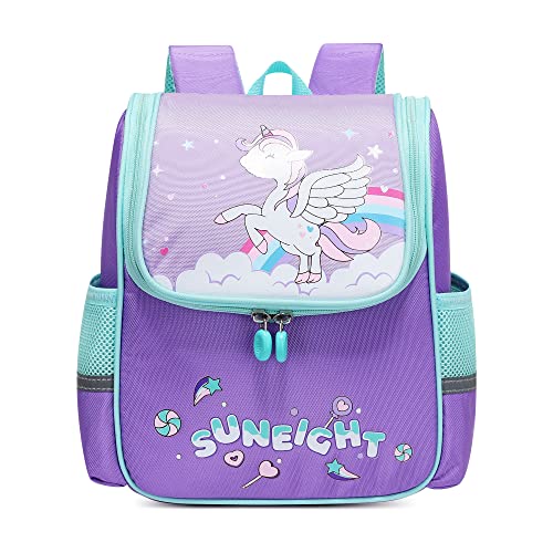 Angerat Mini Einhorn Rucksack Kinder, Süße Cartoon Lässig Kinderrucksack Mädchen Jungen Kindergartenrucksack mit Brustschnalle, Kindertasche für Kindergarten 1-6 Jahre von Angerat