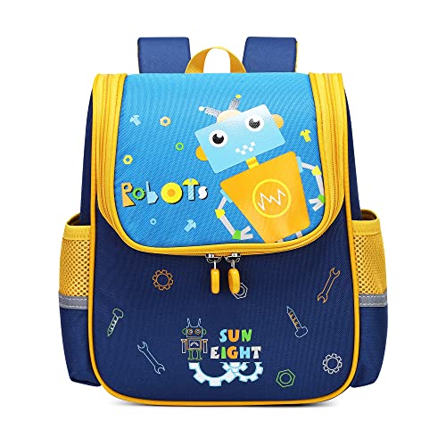 Angerat Mini Roboter Rucksack Kinder, Süße Cartoon Lässig Kinderrucksack Mädchen Jungen Kindergartenrucksack mit Brustschnalle, Kindertasche für Kindergarten 1-6 Jahre von Angerat