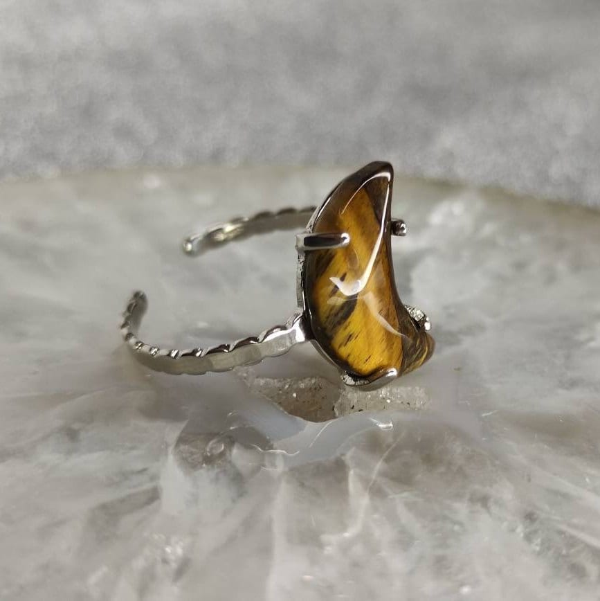 Tigerauge Ring, Echt Frauen Ring, Tigerauge Stein Ring, Kleiner Ring, Einfacher Kristall Ring, Mond Edelstein Ring von Angewelsarte