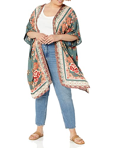 Angie Damen Bedruckte Cardigan لللللللللDusterprintter Kimono Duster Langer Strickjacke Jacke, Mehrfarbigot, 3X von Angie