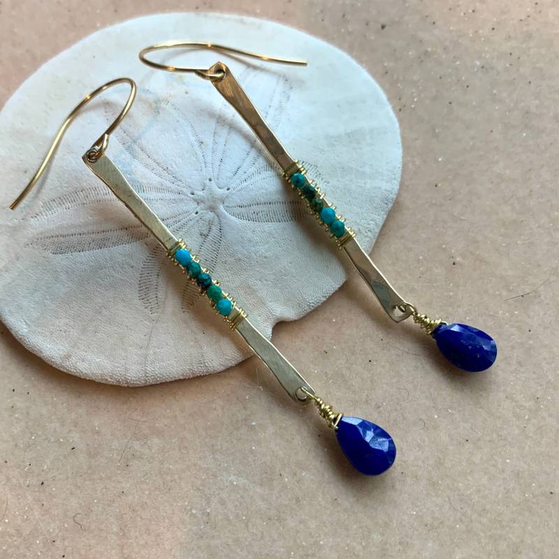 Lapis Und Messing Ohrringe von AngieGallagherJewels