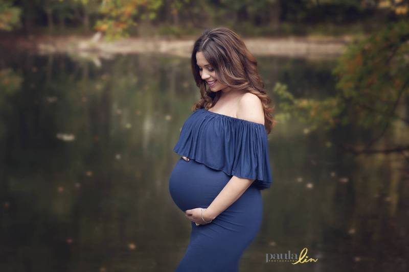 Jersey Stretch Slim Fit Ruffle Off Shoulder Top/Meerjungfrau Closed Gown/Kleid Für Schwangerschaft Foto/Baby Shower Photo Session von AngieKDesigns