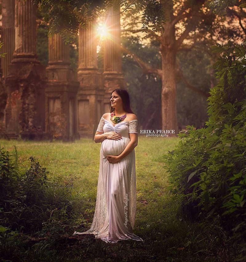 Kleid W Spitze Kurze Ärmel/Off Schulter Lange Oder Chiffon Zug/Soft Knit Jersey Mutterschaft Shoot Kleid/Baby-Dusche-Kleid/Alle Größen von AngieKDesigns