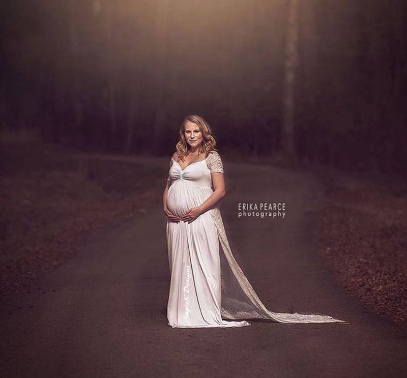 Lace Kurze Ärmel/Off Schulter W Lange Spitze Oder Chiffon Zug/Soft Knit Jersey Mutterschaft Shoot Kleid/Baby-Dusche-Kleid/Plus Größen von AngieKDesigns