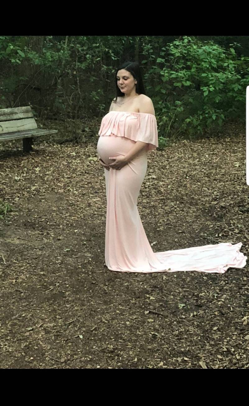 Maria-Jersey Stretch Slimfit Ruffle Off Schulter Top/Mermaid Kleid Geschlossen/Plus/Kleid Für Mutterschaft Schwangerschaft Foto/Baby Shower von AngieKDesigns