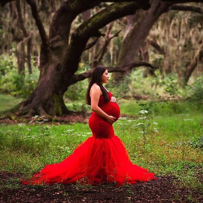 Rotes Tüllkleid Streifen Flowy Tutu/Lace Closed/Non Sheer/ Umstandsmode Schwangerschaft Bauch Sitzung/Special Ocassion/Photo Prop Baby Shower von AngieKDesigns