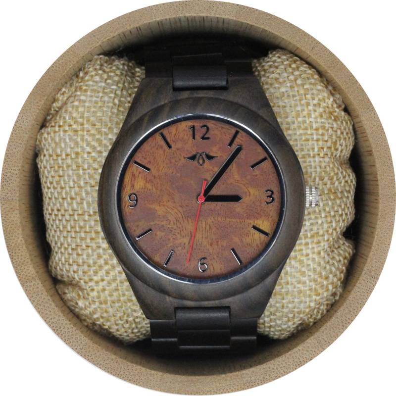 Gravierte Dunkle Sandelholz Herrenuhr Mit Dunklem Sandelholz-Armband, Personalisierte Holz Uhr(W098 von AngieWoodCreationsCo