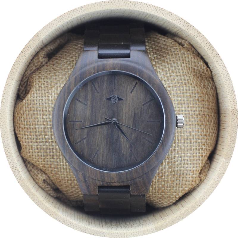Gravierte Dunkle Sandelholz Herrenuhr Mit Passendem Armband, Personalisierte Holz Uhr(W075 von AngieWoodCreationsCo