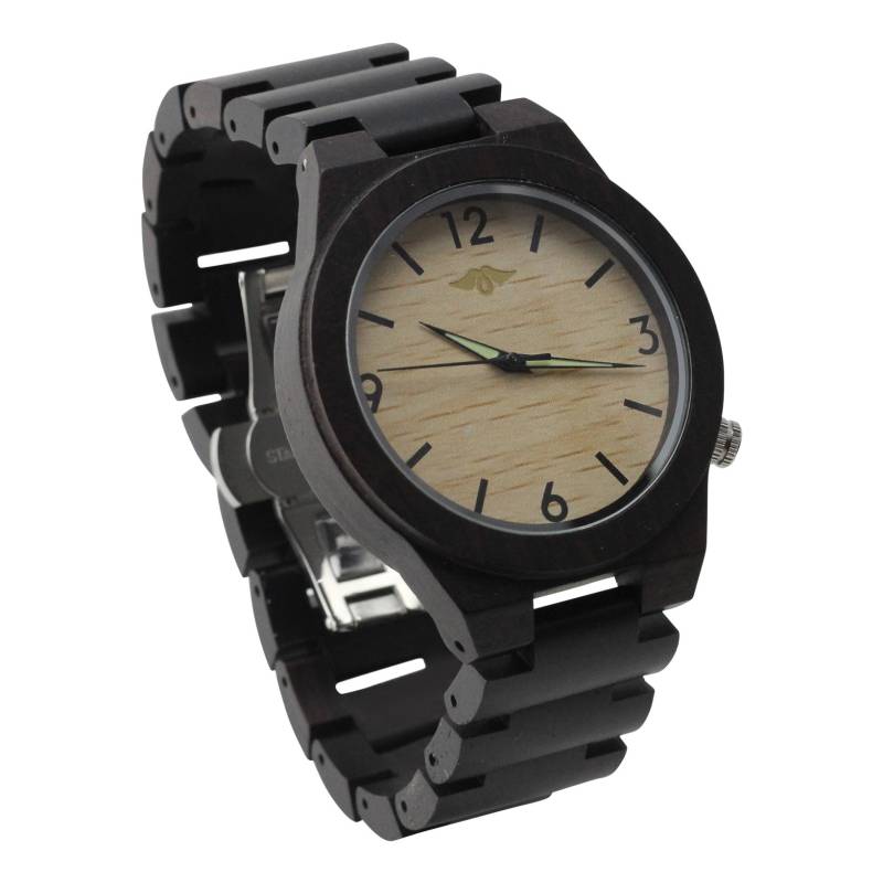 Gravierte Ebenholz Herrenuhr Mit Bambus Ziffernblatt Und Selbstleuchtenden Zeigern, Personalisierte Holz Uhr(W041 von AngieWoodCreationsCo