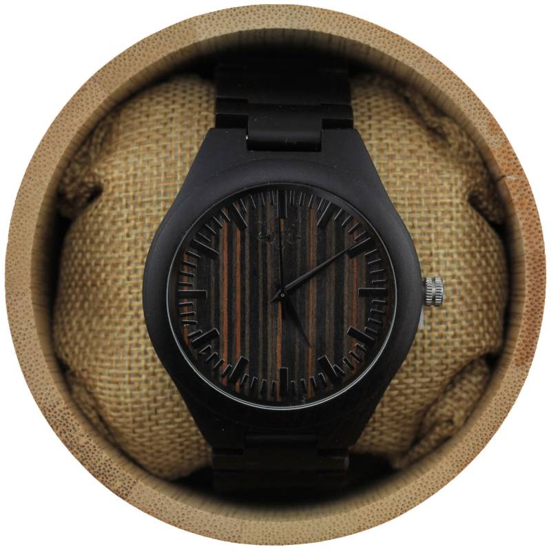 Gravierte Ebenholz Herrenuhr Mit Zebrano-Holz Ziffernblatt Und Armband, Personalisierte Holz Uhr(W042 von AngieWoodCreationsCo