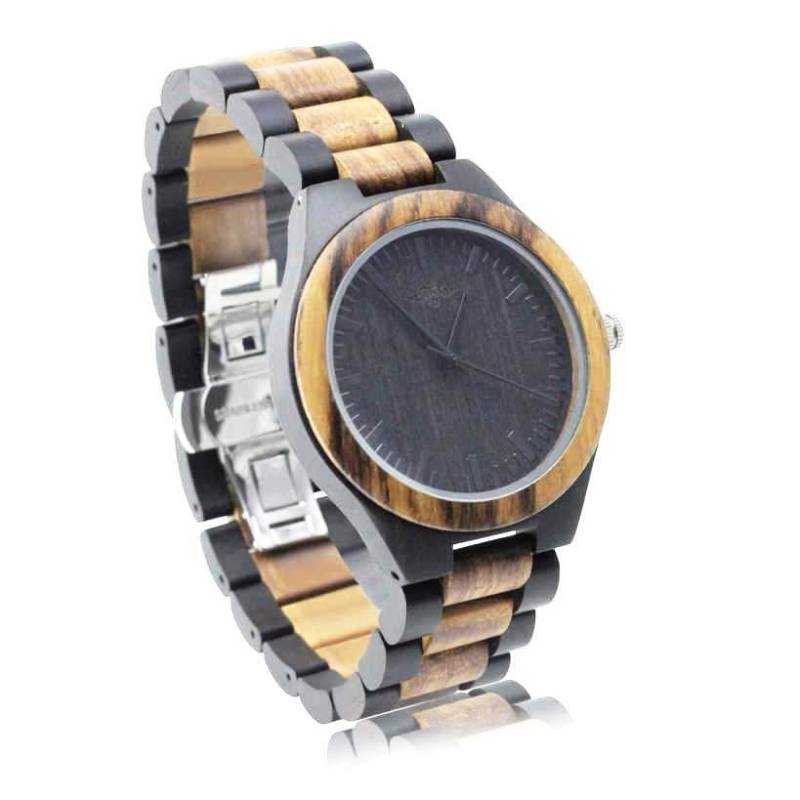 Gravierte Ebenholz Und Zebrano-Holz Herrenuhr Mit Passendem Armband, Personalisierte Holz Uhr(W035 von AngieWoodCreationsCo