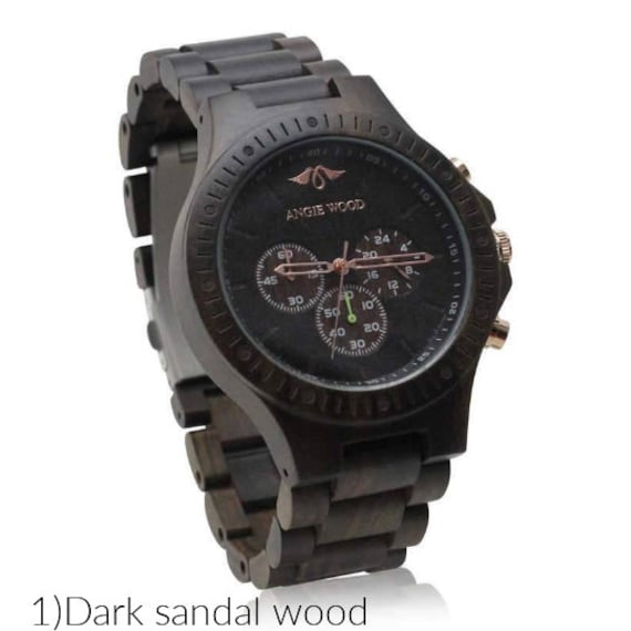 Gravierte Walnuss-Holz Herrenuhr Mit Ziffernblatt Und Armband, Personalisierte Holz Uhr(W090 von AngieWoodCreationsCo