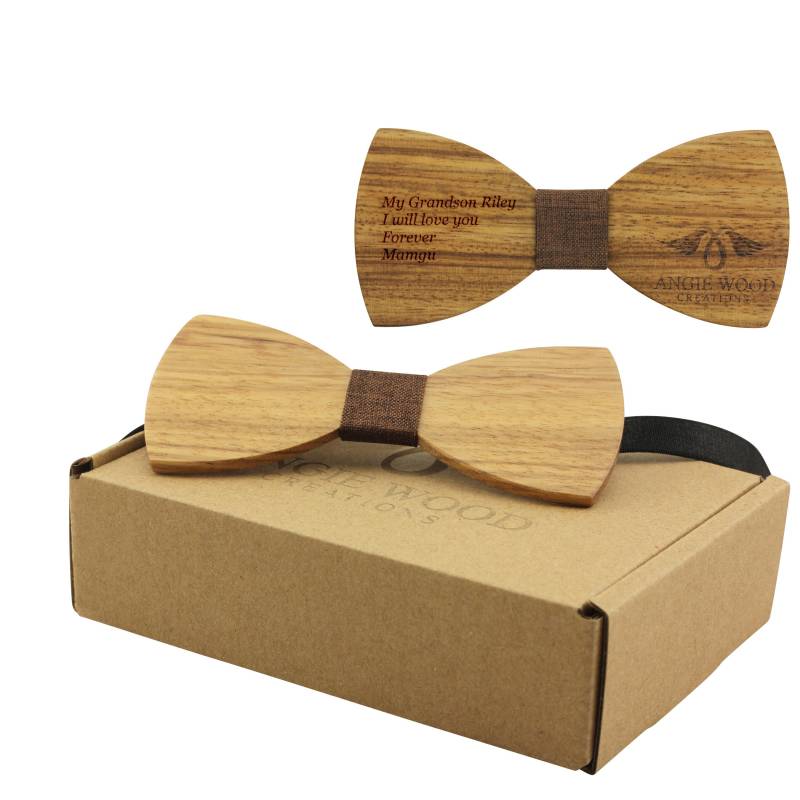 Große, Runde Hölzerne Fliege Für Erwachsene Mit Brauner Denim-Mitte | B0040 von AngieWoodCreationsCo