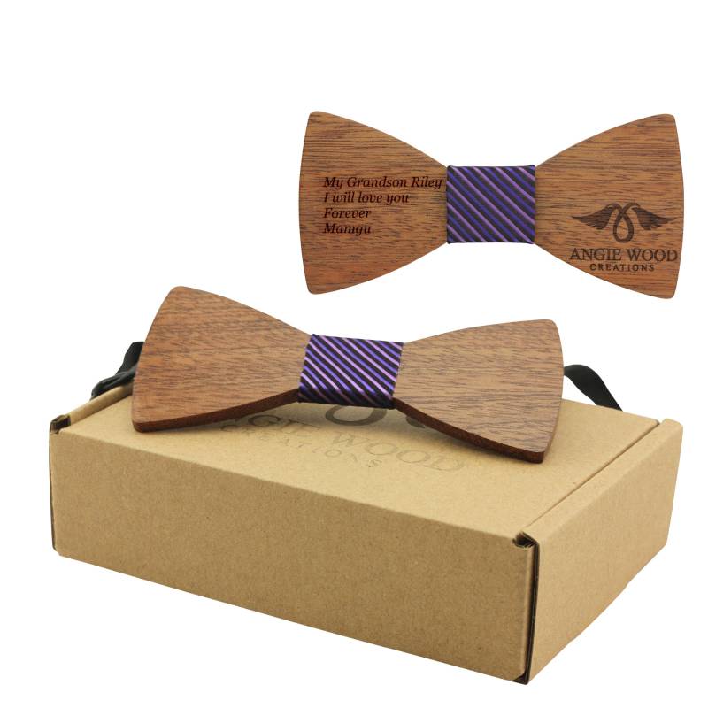 Zebrawood Butterfly Bowtie Mit Lila Gestreiftem Mittelstück | B0249 von AngieWoodCreationsCo