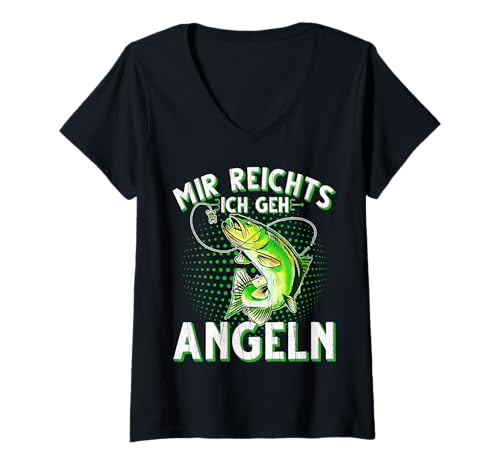 Damen Mir Reichts Ich GEH Angeln Fischen Angler T-Shirt mit V-Ausschnitt von Angler Angel Angeln Angelzubehör Fischer Ajeli