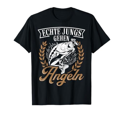 Echte Jungs gehen Angeln - Angler Fischer Kinder Jungen T-Shirt von Angler Angel Geschenk für Echte Jungs