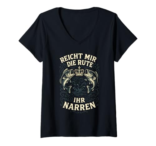 Damen Reicht mir Die Rute - Sportangler Hobby Angeln T-Shirt mit V-Ausschnitt Damen Reicht mir Die Rute - Sportangler Hobby Angeln T-Shirt mit V-Ausschnitt von Angler Angel Hobby Angel Spruch Sarkasmus