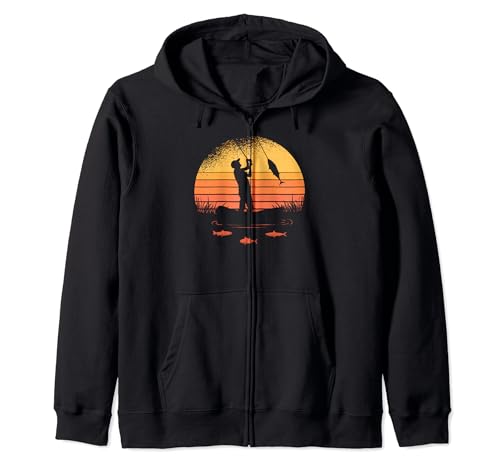 Angler mit Sonne und Fischen Motiv für Herren Damen Kinder Kapuzenjacke von Angler Angeln, Fischer Geschenke, lustige Sprüche