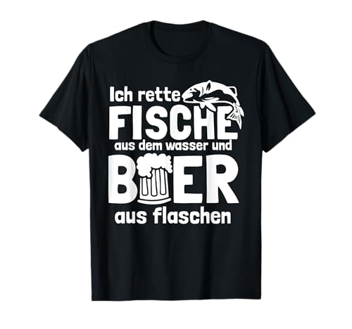 Angler Bekleidung Herren Fischer Geschenke Männer - Schwarz - Klein - Kurzarm - T-Shirt von Angler Bekleidung Herren Fischer Geschenke Männer