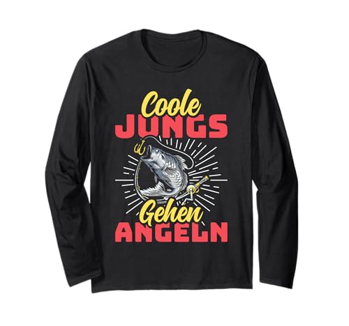 Angler Outfit Coole Jungs GEHEN Angeln Lustiges Männer Langarmshirt von Angler Geschenk Angeln Hobby T-Shirt Angler Outfit