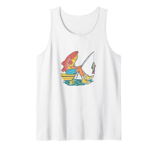 Herren Lustiges Angeln, seltsamer Fischkopf-Angler-Humor für Männer Tank Top von Angler Humor Designs