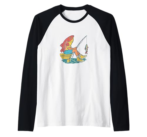 Lustiges Angeln, seltsamer Fischkopf-Angler-Humor für Männer Raglan von Angler Humor Designs