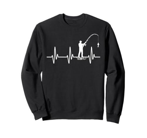 Fishing Heartbeat Fish Bass Angelrute Herren Fisher Fisherman Sweatshirt von Angler Men Funny Fishermen Gift Apparel