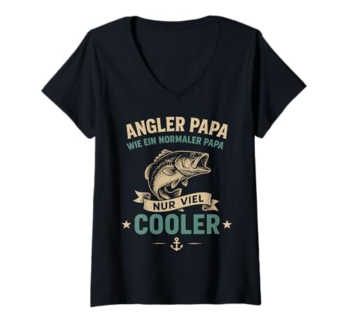 Damen Angler Papa Wie EIN Normaler Papa Nur Viel Cooler T-Shirt mit V-Ausschnitt Damen Angler Papa Wie EIN Normaler Papa Nur Viel Cooler T-Shirt mit V-Ausschnitt von Angler Papa Leidenschaft Fischen Geschenk
