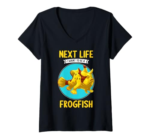 Damen Anglerfische Anglerfisch T-Shirt mit V-Ausschnitt Damen Anglerfische Anglerfisch T-Shirt mit V-Ausschnitt von Anglerfische Anglerfisch Tier Shop