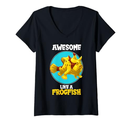 Damen Anglerfische Anglerfisch T-Shirt mit V-Ausschnitt Damen Anglerfische Anglerfisch T-Shirt mit V-Ausschnitt von Anglerfische Anglerfisch Tier Shop