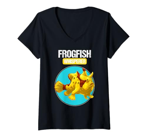 Damen Anglerfische Anglerfisch T-Shirt mit V-Ausschnitt Damen Anglerfische Anglerfisch T-Shirt mit V-Ausschnitt von Anglerfische Anglerfisch Tier Shop