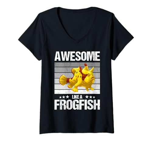 Damen Anglerfische Anglerfisch T-Shirt mit V-Ausschnitt Damen Anglerfische Anglerfisch T-Shirt mit V-Ausschnitt von Anglerfische Anglerfisch Tier Shop