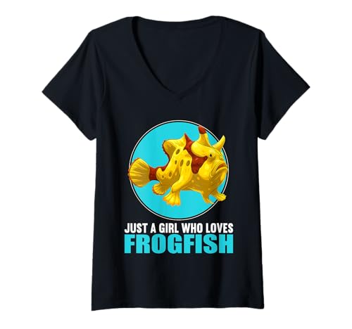 Damen Anglerfische Anglerfisch T-Shirt mit V-Ausschnitt Damen Anglerfische Anglerfisch T-Shirt mit V-Ausschnitt von Anglerfische Anglerfisch Tier Shop