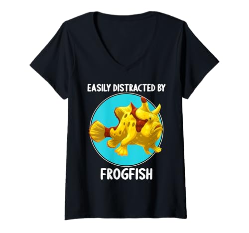 Damen Anglerfische Anglerfisch T-Shirt mit V-Ausschnitt Damen Anglerfische Anglerfisch T-Shirt mit V-Ausschnitt von Anglerfische Anglerfisch Tier Shop
