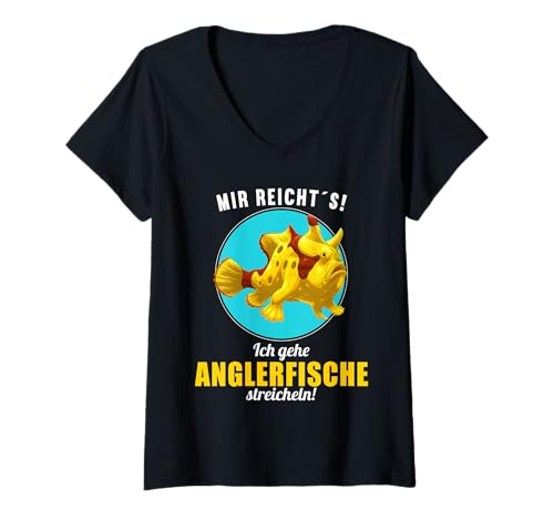 Damen Anglerfische Anglerfisch T-Shirt mit V-Ausschnitt Damen Anglerfische Anglerfisch T-Shirt mit V-Ausschnitt von Anglerfische Anglerfisch Tier Shop