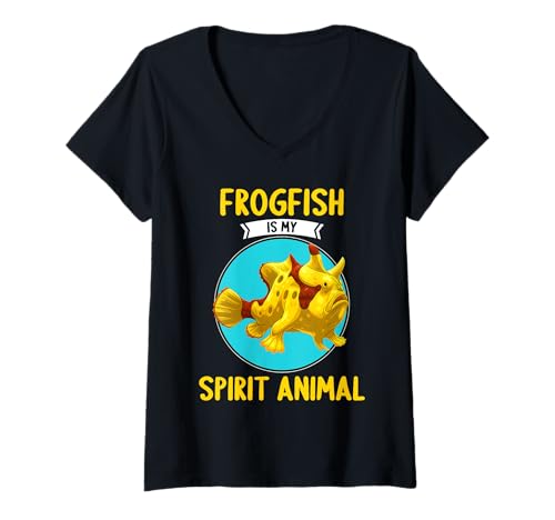 Damen Anglerfische Anglerfisch T-Shirt mit V-Ausschnitt Damen Anglerfische Anglerfisch T-Shirt mit V-Ausschnitt von Anglerfische Anglerfisch Tier Shop