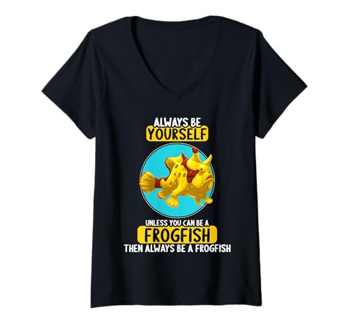 Damen Anglerfische Anglerfisch T-Shirt mit V-Ausschnitt Damen Anglerfische Anglerfisch T-Shirt mit V-Ausschnitt von Anglerfische Anglerfisch Tier Shop
