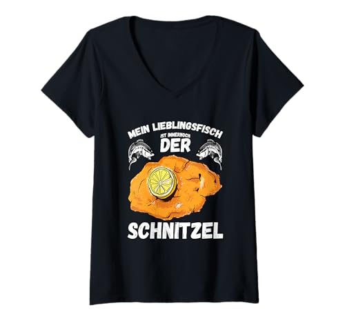 Damen Angelsprüche Lustige Angler Gadgets Lieblingsfisch Schnitzel T-Shirt mit V-Ausschnitt Damen Angelsprüche Lustige Angler Gadgets Lieblingsfisch Schnitzel T-Shirt mit V-Ausschnitt von Anglergeschenk und Angler Gadgets