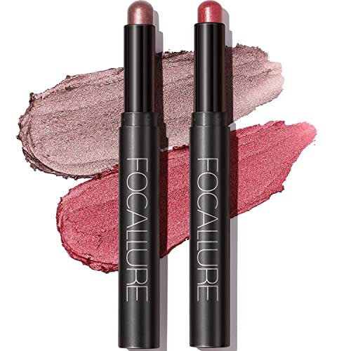 2 PCS Creme Lidschatten Stick,Heller Lidschattenstift Crayon Set,Matt und Schimmernder Augen Make up Set,Langanhaltendes Wasserfester Lidschatten Makeup Pen Werkzeug (Smoky Rose Blossom（0311）) von Anglicolor