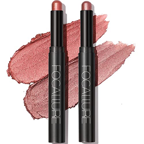 2 PCS Creme Lidschatten Stick,Heller Lidschattenstift Crayon Set,Matt und Schimmernder Augen Make up Set,Langanhaltendes Wasserfester Lidschatten Makeup Pen Werkzeug (Starring Rose（0712）) von Anglicolor