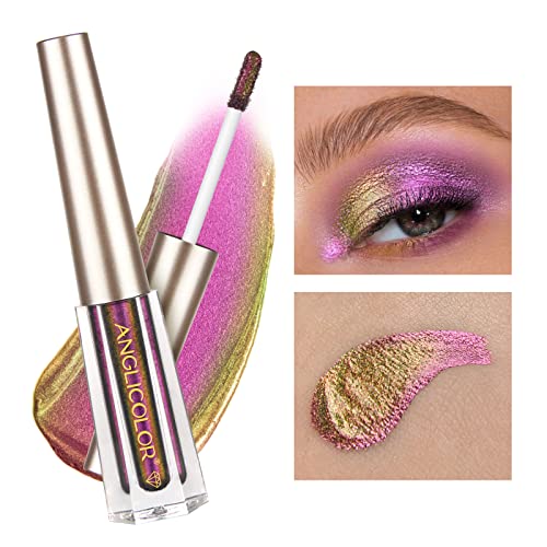 Anglicolor Lidschatten,Lang Anhaltender Flüssiger Lidschatten,Hochpigmentiert Liquid Glitter Eyeshadow,Schnell Trocknender Chamäleon Lidschatten für Hochzeitsgesellschaften, 3ml(102) von Anglicolor