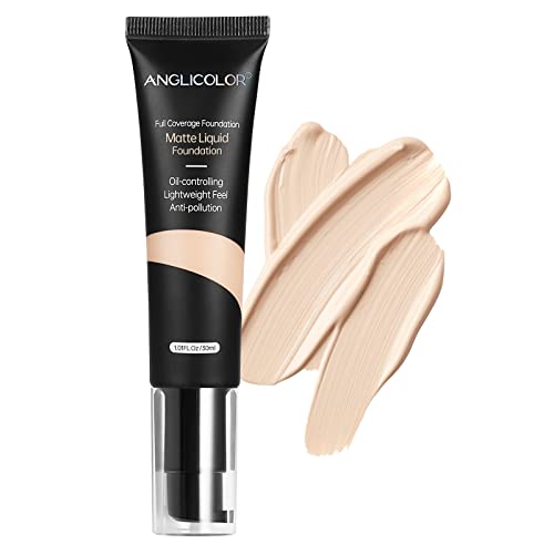 Anglicolor Matte Oil Control Concealer Foundation Flawless Soft Long Lasting Foundation Makeup,Waterproof Full Coverage Face Makeup Strong Concealer Foundation for Oily Acne Skin (#101 Porcelain) von Anglicolor