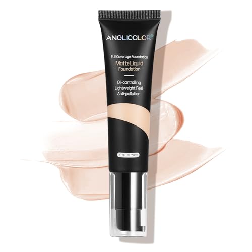 Anglicolor Matte Oil Control Concealer Foundation Flawless Soft Long Lasting Foundation Makeup,Waterproof Full Coverage Face Makeup Strong Concealer Foundation for Oily Acne Skin (#101 Porcelain) von Anglicolor