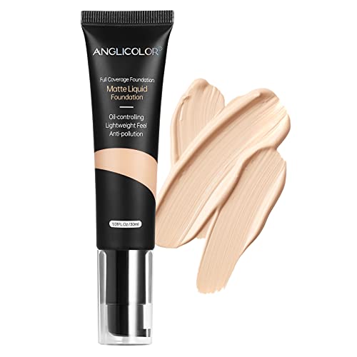 Anglicolor Matte Oil Control Concealer Foundation Flawless Soft Long Lasting Foundation Makeup,Waterproof Full Coverage Face Makeup Strong Concealer Foundation for Oily Acne Skin (#102 Nude) von Anglicolor